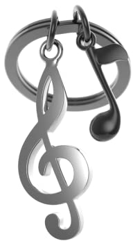 METALMORPHOSE - Porte-clés Clé de sol et note de musique noire - MTM992-02