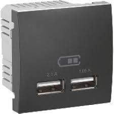 Schneider Electric MGU3.418.12 Chargeur double USB 2.1 A Graphite