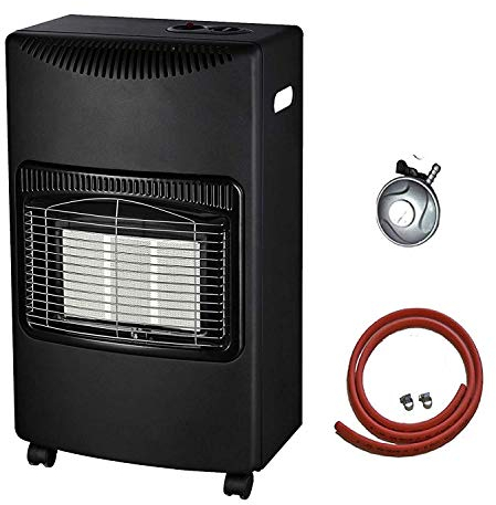 PROGEN New 4.2kw Calor Gas Heater Free Standing Butane Gas Heater Portable Heater with with wheels comes with Free Hose and Regulator (Black)