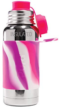 Pura Sport 16 oz / 473 ml Stainless Steel Insulated Water Bottle with Silicone Sport Flip Cap & Sleeve (Plastic Nontoxic Certified, BPA