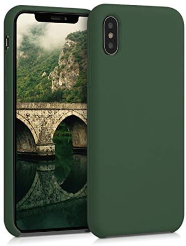 kwmobile Case Compatible with Apple iPhone X Case - TPU Silicone Phone Cover with Soft Finish - Dark Green