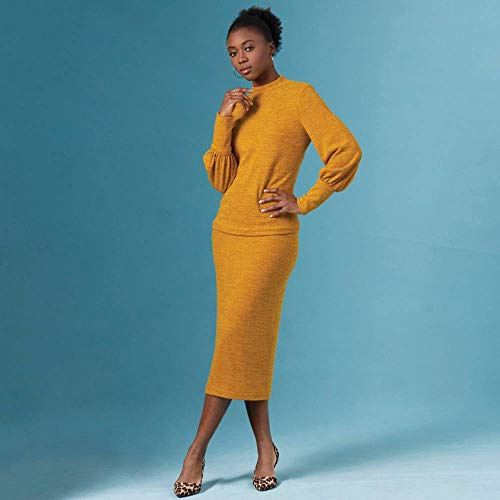 SIMPLICITY Sewing Pattern S8982 Misses' Knit Two Piece Sweater Dress, Tops, Skirts, Paper, White, various