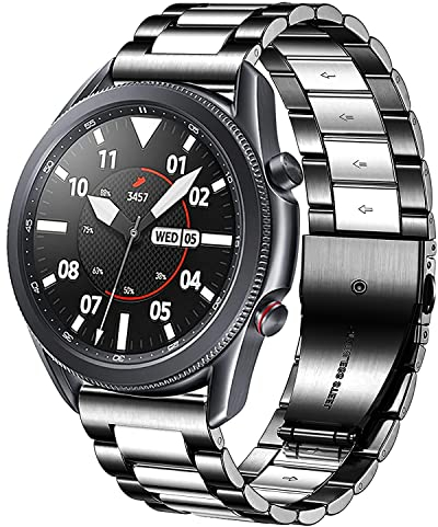 DEALELE Cinturino di Ricambio in Metallo 22mm per Samsung Galaxy Watch 46mm / Galaxy 3 45mm / Huawei Watch 4/4 Pro / 3/3 Pro / GT3 / GT2, Acciaio Inossidabile, Nero/Argento