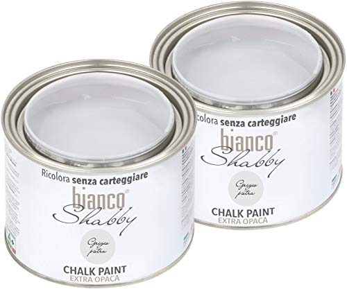 Chalk Paint Pintura gris piedra Shabby Chic Vintage para muebles y paredes extra mate (2 x 500 ml)