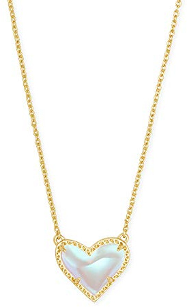 Kendra Scott Ari Heart Pendant Necklace for Women, Fashion Jewelry, 14k Gold-Plated, Dichroic Glass