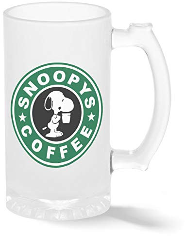 Lucky Snoopys Joe Coffee Pint Glass Mug Frosted Transparent Stein Novelty Mug for Beer 500ml