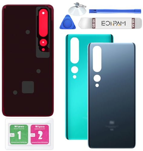 Eonpam Akkudeckel für Xiaomi Mi 10 M2001J2G M2001J2I Grau | Backcover Original Qualität Rückseite Akkudeckel Rückseite Glas Back Glass Backcover Glas Reparatur Set.