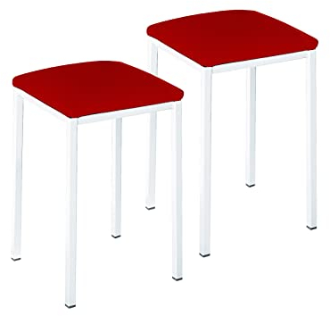 ASTIMESA Zwei Hocker für die Küche, quadratisch, Kunstleder, Rot