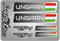 4er Set Aufkleber mit Fahne Flagge und wahlweise Name Sticker für Auto Fahrrad Motorrad Roller Helm im Rallye Racing Design R156 (32 Ungarn, Ohne Wunschname)