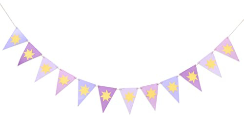 WAWOO Verwirrtes Hochstuhl-Banner zum 1. Geburtstag – verwirrte Flaggen-Banner, verhedderte hängende Wimpelkette, Foto-Requisiten, lila Geburtstagsdekoration (verwickelte Flagge-Banner)