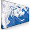 Nyfter - Premium XXL Gaming Mauspad Nyfpad 900x500mm Mousepad im Liquid Design Wellenfrei mit extra vernähten Kanten (White-Blue)
