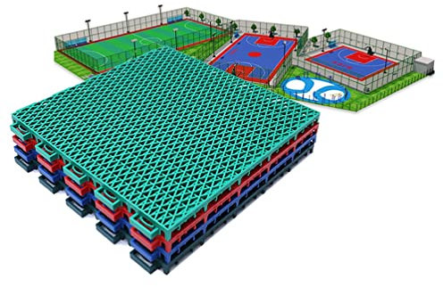 Floor Tiles 12 Inches Basketball Court Kindergarten Modular Interlocking Sports Floor Tiles Indoor Outdoor Weatherproof Plastic Flooring Floor Mats (Color : Light Green, Size : 10PCS)