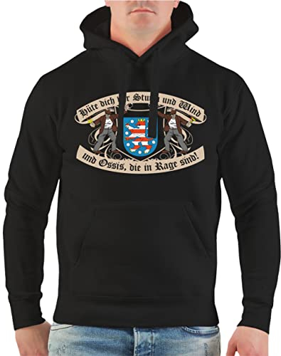 Spaß Kostet Herren Kapuzenpullover THÜRINGEN Hüte Dich vor Sturm und Wind und Ossis die in Rage sind Größe S - 5XL
