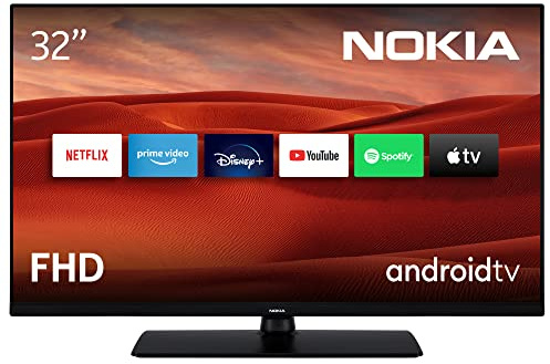 Nokia 32 Zoll (80cm) Full HD Fernseher Smart Android TV (LED, WLAN, HDR, Triple Tuner DVB-C/S2/T2, Google Play Store, Netflix, Apple TV, YouTube, Prime Video, Disney+, Spotify) - FNE32GV210-2022