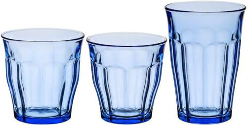 Duralex® Le Picardie® - Juego de 18 vasos (25 cl, 31 cl y 36 cl), cristal de agua, zumo, refrescos y cócteles, vidrio templado ultra resistente, apto para lavavajillas, fabricado en Francia