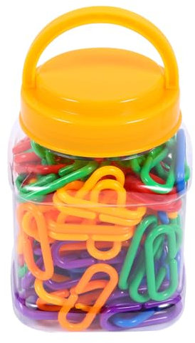 Gadpiparty Puzzle Toy 150 Pcs Rainbow Link C-Clips Hooks Chain Links Plastic C-Clips Hooks Chain Links Childrens Learning Toys Bird Swing & Climbing Chain Cage Toy Clips & Hooks Parrot Toys