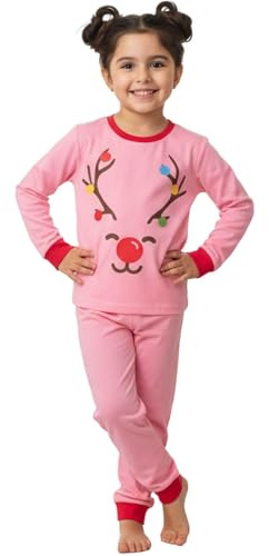 A2Z 4 Kids Girls Boys Reindeer Christmas Pyjama Set Two Piece Festive Wears | Festive Top Bottom Lounge Outfit Dress Up Gifts Children Ages 2 to 13 Years