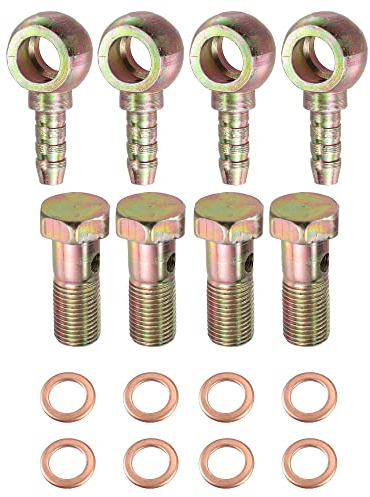 X AUTOHAUX 4 Satz Auto Banjo Schlauch Barb Bolzen Adapter Metall mit 8mm Abstandshalter