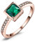 JewelryPalace Quadrat Simulierter Grün Smaragd Ring Verlobungsring Damen, Grün Schmuck Set, Ring Silber 925 Damen Ring Mit Stein, Damenring Solitär Silberring 925 Ringe Frauen Zirkonia Rosegold 49