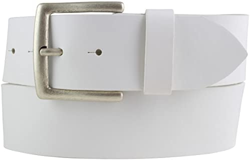 BELTINGER Jeansgürtel aus Vollrindleder 5 cm | Leder-Gürtel für Herren 50mm | Breiter Herren-Gürtel aus echtem Leder | Weiß 110cm