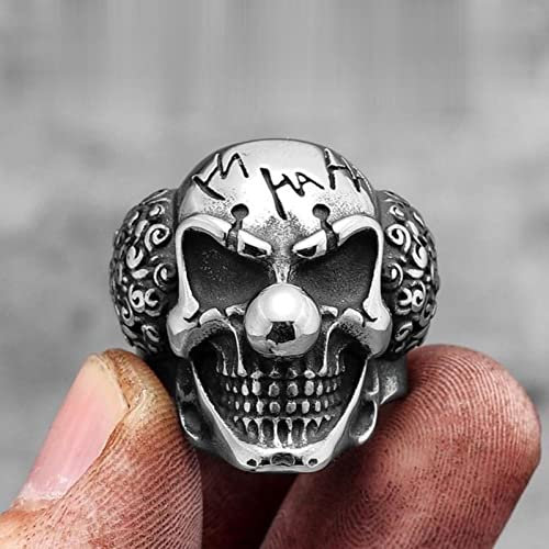 XJruixi Joker Skull Punk Gothic Stainless Steel Mens Rings Trendy Unique Cool for Male Boyfriend Biker Jewelry Creativity Gift Wholesale