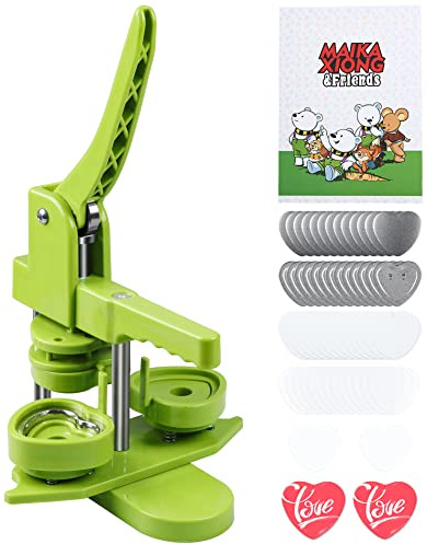 Happizza Button Maker Machine, Herzform (3. Generation) Installationsfrei, Herzform DIY Pin Button Maker Pressmaschine Kit, Badge Punch Press Machine mit 100pcs Herzknopfteile