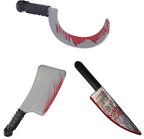 Halloween Messer mit Blut,XinYuor 3PCS Blutiges Messer Blutmesser Kunsstoffmesser Spielzeugmesser Horror Halloween Zubehör Halloweenwaffe für Halloween Kostüm Karneval Mottoparty