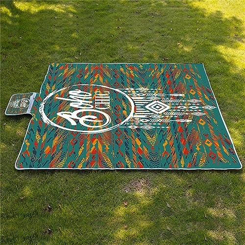 Picknickdecke 200x300cm,XXL Picknickdecke mit Wasserdichter Unterseite,Outdoor Stranddecke Sandfrei,mit Tragegriff Picnic Blanket für Camping,Strand,Familie,Konzerte Vintage gestreifte Buchstaben