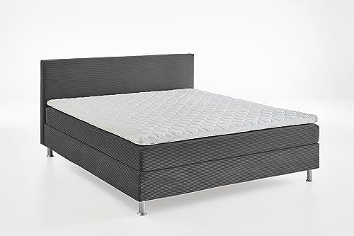 ATLANTIC home collection Boxbett inklusive Rost und Federkernmatratze, Holz, Dunkelgrau, 180 x 200 cm