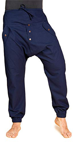 PANASIAM Yogi Pants 3 Haremshose Damen & Herren - Freizeithose Baggy Style | Bequeme Pumphose aus fester Baumwolle, perfekter Sitz dank Tunnelzug & Gummibund, 2 Taschen & Knöpfe, in 3 Größen L-XXL
