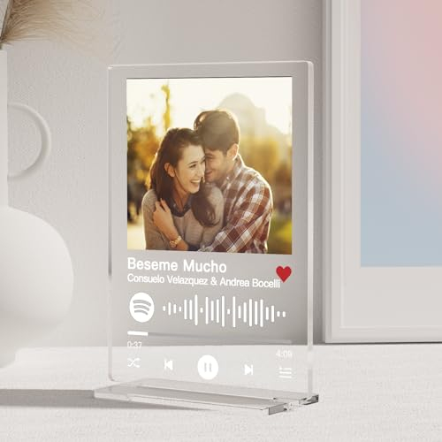 witfox Placa Spotify Personalizada - Placas Personalizadas Escaneables, Regalos para Novios, Novias, Parejas, San Valentín, Día de la Madre, Aniversario, Navidad