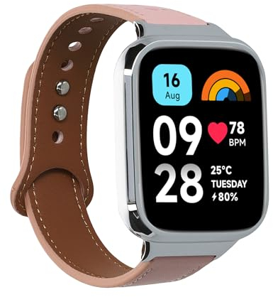 kwmobile Armband kompatibel mit Xiaomi Redmi Watch 3 Active/Redmi Watch 3 Lite - Echtleder Fitnesstracker Sportarmband Band