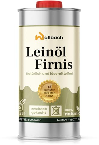 Wallbach® Aceite de linaza 250 ml – Aceite de linaza natural para interior y exterior de madera: ideal para muebles de roble, mesas de comedor y exteriores.