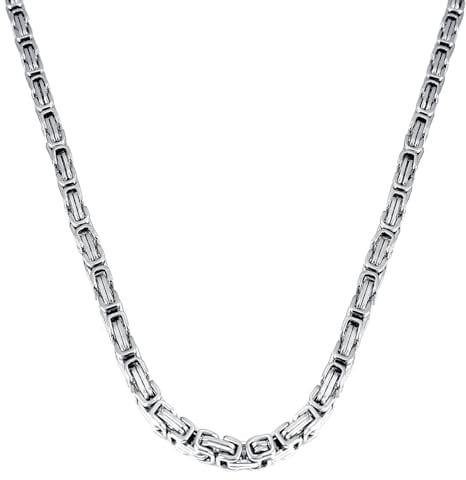 Uwiyo Königskette Silber Edelstahl Halskette für Herren, 4/5/6mm breit Königskette Halskette Hip Hop Punk Halskette für Herren, 51/56/61cm Länge (Silber-5mm, 51)