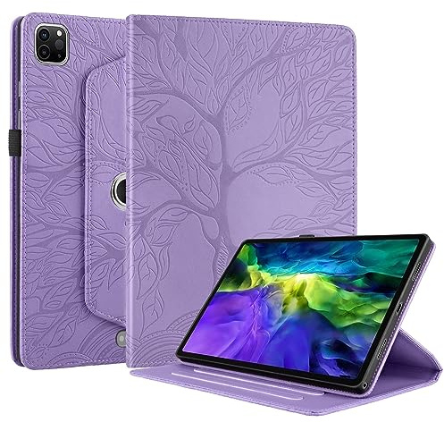 Succtopy Coque pour iPad Air 5e/4e (Modèle 2022/2020, 10.9 Pouces) Étui Support Rotatif à 360 Degrés PU Cuir Housse de Protection Portefeuille Tablet Étui iPad Air 5/4 (10.9, 2022/2020) Violet