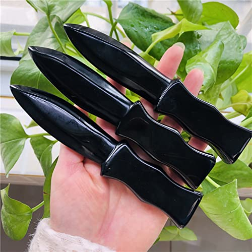 de cristal de cuarzo Natural de 15cm tallada a mano, cuchillo de cristales de obsidiana negra, artesanías, piedras curativas, decoración de tienda for el hogar, regalos YICHENGYIN ( Color : Nero , Siz