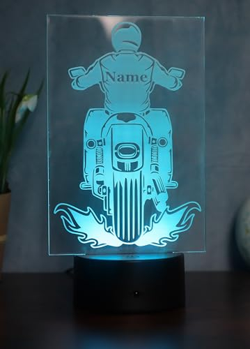 Optechvisual Personalisierte Harley LED-Tischlampe – Geschenk für Motorradfahrer & Harley-Liebhaber – Motorrad Deko – LED Nachtlicht mit Namen