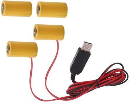 JONbinbkl USB 5V to 3V LR14 C Batteries Eliminators Batteries Power Cable for 2pcs 1.5V C Batteries Toy