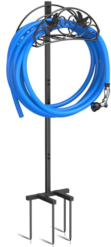 iRhodesy 109.5CM Gartenschlauchhalter, Standfester Gartenrohrständer Vogelart Schlauchhalter Freistehend, Abnehmbarer Metall Wasserschlauch Ständer Schlauchständer für Hof Rasenplatz