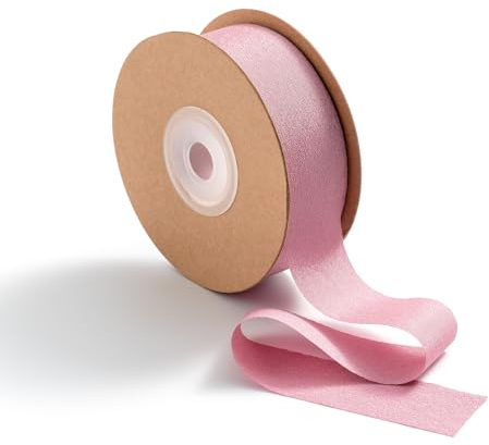 MORSUNBELA Rosa Schleifenband,Geschenkband Stoff,Altrosa,Seidenband breit Dekoband Hochzeit Bänder 2,5 cm x 23 m