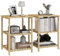 HOMCOM Lot de 2 Table de Chevet en Bambou Tables d'appoint avec 2 étagères, pour Chambre, Salon, Style Naturel, dim. 40L x 40l x 55H cm