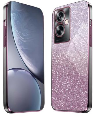 HAOYE Funda para OPPO A79 5G, Carcasa Silicona TPU Marco Galvanizado, Protector a Prueba de Golpes Case con Brillante Pegatina. Rosa