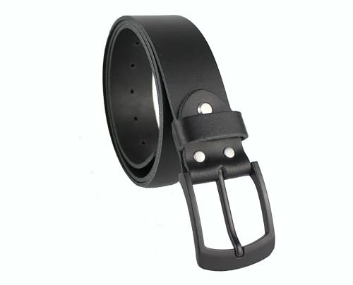 Ab-BELT & BAG 4cm Breit Ledergürtel Schwarz Vollleder Jeansgürtel Damen Herren Rindleder Handgemacht echtes Leder MADE IN GERMANY (125cm Gesamtlänge 140cm)