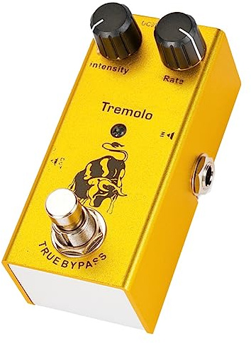 Tremolo Effektpedal Kleiner für Gitarre mit Rate Control und True Bypass | Gelbes Legierungsgehäuse, Feineinstellung zur Tonminderung, Kompaktes Design für Kinder