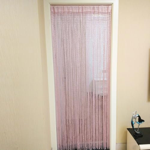 Türvorhang Fadenvorhang 100x200cm Silber Fadengardinen Fliegengitter Raumteiler Vorhang Fadenvorhang Für Fenster/Zimmer(Pink)