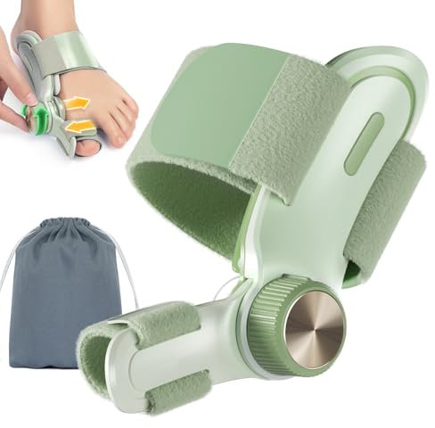 TENICORE Bunion Corrector, Stepless Adjustable Double Correction Big Toe Straightener, Toe Separator for Big Toe with 3 Different Angle Fixing Plate, Comfortable Bunion Splints for Both Feet, 1PCS
