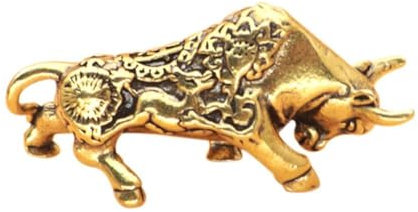 LZYWOD Mini-Statue aus Kupfer, Kuh, Ochse, Skulptur, kleine Messing-Statue, Ornament, Tier, Ochse, Stier, Fengshui, handgefertigte Statue, Off-Figuren