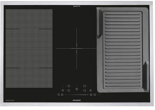 Oranier Induktionskochfeld 80 cm FLI580 - Flächen-Induktion-Kochfeld autark Brückenfunktion & Grillplatte gerillt & Edelstahl Kochfeldrahmen