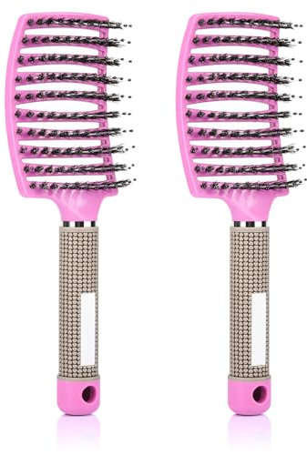 Haarbürste, 2pcs Wet Brush Nassbürste, Anti-Verheddern, Entwirren, Nass- und Trockenhaarbürste, Spiralbürste für Frauen (Rosa)