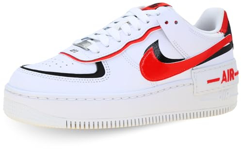 NIKE Damen Air Force 1 Shadow Sneaker, White Lt Crimson Black White, 37.5 EU